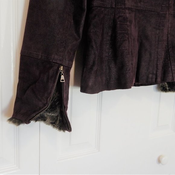 Danier deep purple Genuine Leather winter jacket in size 3XS - Picture 10 of 14